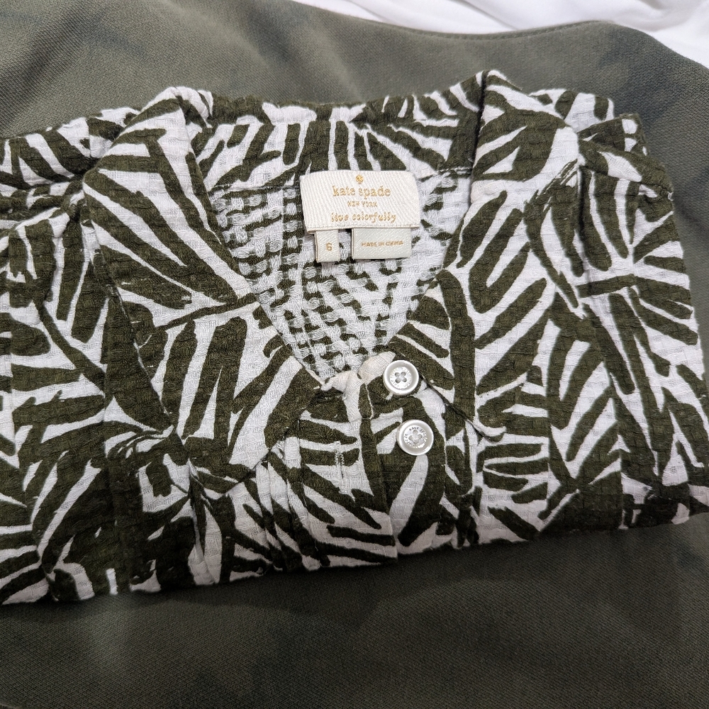 Kate Spade Tropical Button Down Shirt Size 6 - Picture 15 of 16